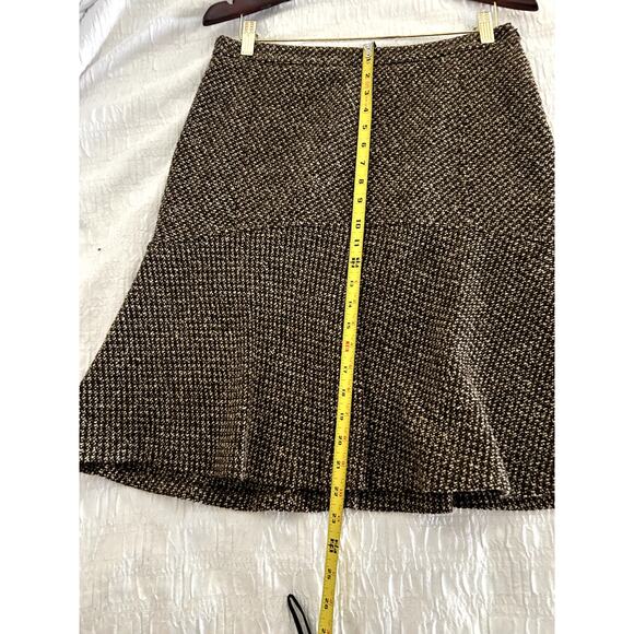 Zara Basic Wool Tweed Brown Houndstooth Skirt Size 8 - Picture 6 of 7